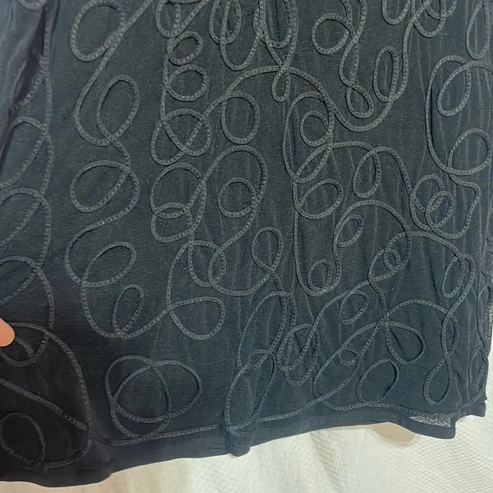 Dolce Cabo 1x black longer tunic style tank floral over sweater nwt